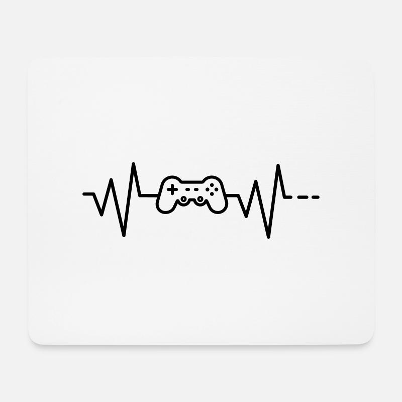 Herzschlag Gaming/ Gamer/ Conroller/ Gamepad - Mousepad (Querformat) - Weiß