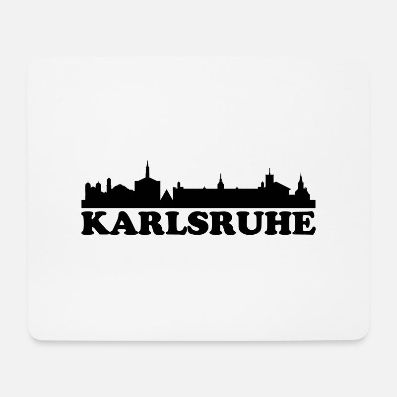 Skyline Karlsruhe Text - Mousepad (Querformat) - Weiß
