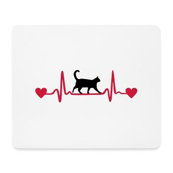 Cat & Heartbeat, Heart - Tapis de souris (format paysage) - blanc - Devant
