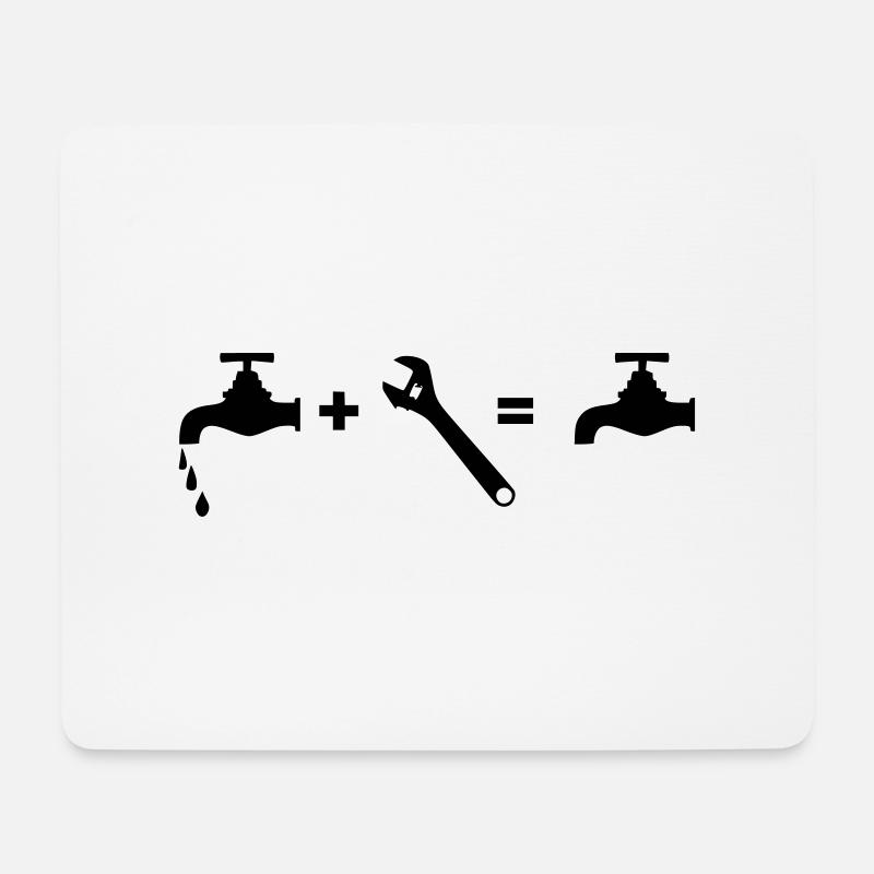 Plombier répare le robinet - Tapis de souris (format paysage) - blanc