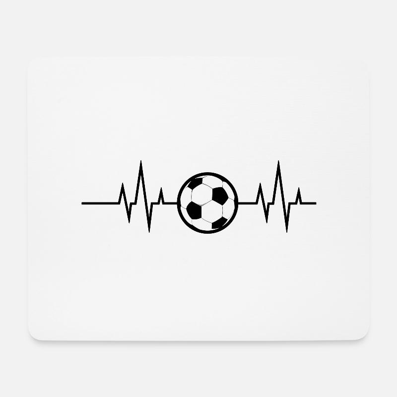 Herzschlag - Heartbeat / Fussball - Kicker - Mousepad (Querformat) - Weiß