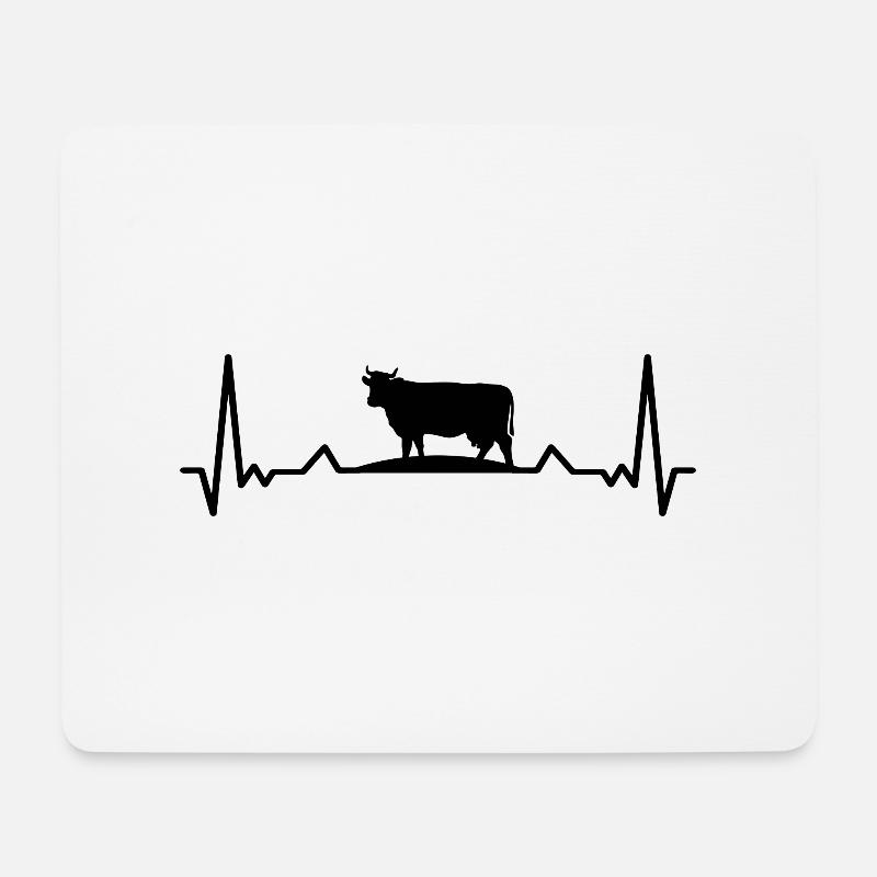 Herzschlag Ekg Kühe Rinderzüchter Milchkuh Vieh La - Mousepad (Querformat) - Weiß