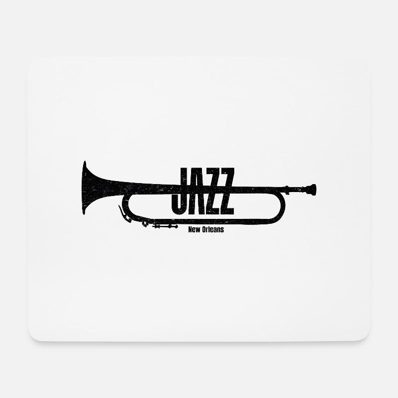 Jazz T-shirt Musik trompete - Mousepad (Querformat) - Weiß