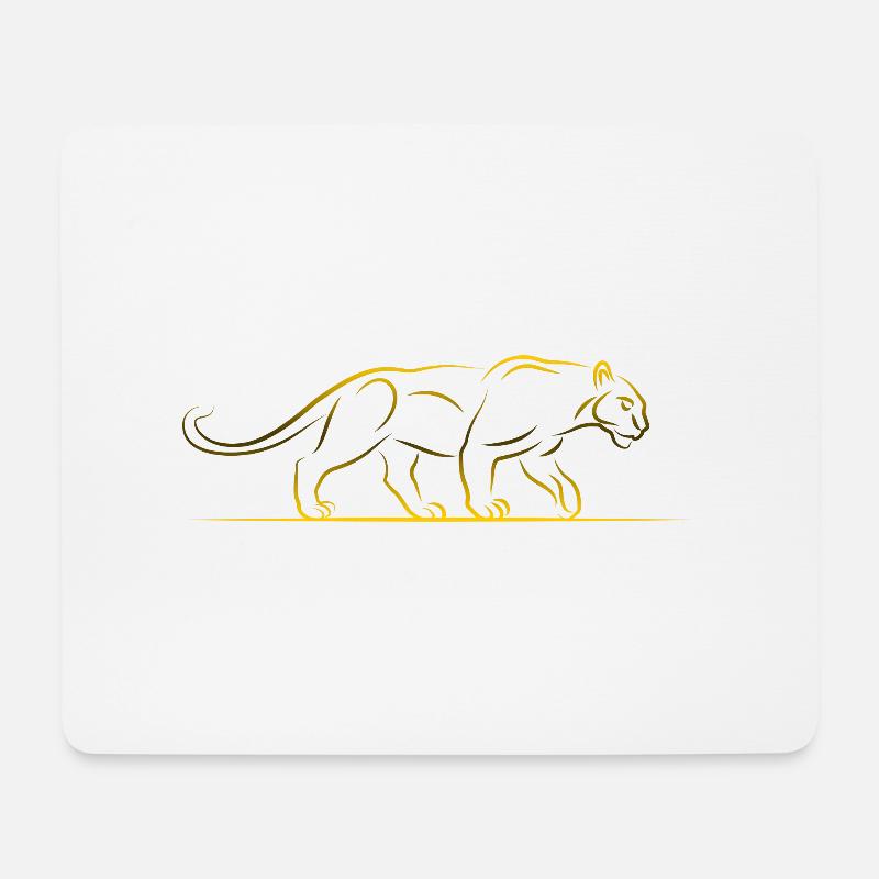 Panther Illustration in Gold - Mouse Pad (horizontal) - white