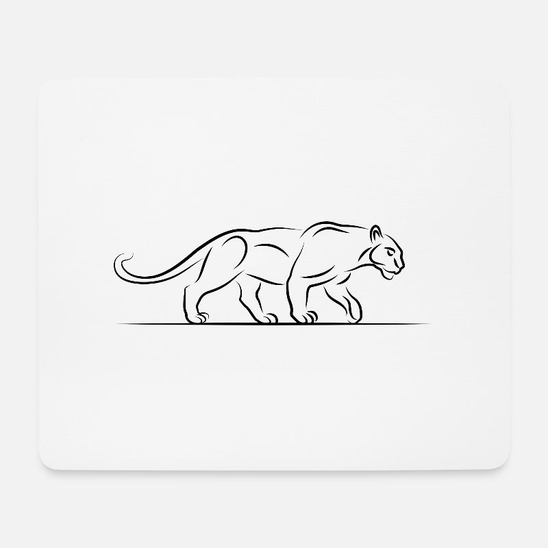 Schwarzer Panther Illustration - Mousepad (Querformat) - Weiß