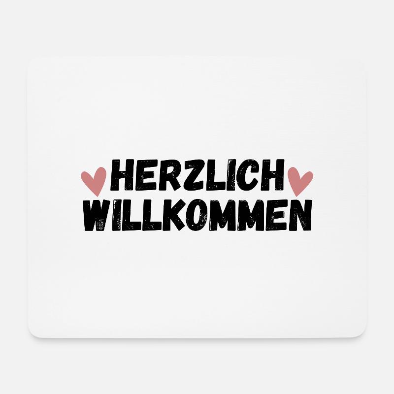 Herzlich Willkommen Herz Liebe - Mousepad (Querformat) - Weiß