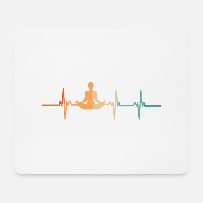 Herzschlag Yoga - Mousepad (Querformat) - Weiß