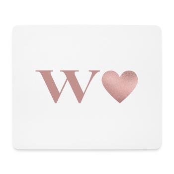Buchstabe w Herz roségold - Mousepad (Querformat) - Weiß - Vorne