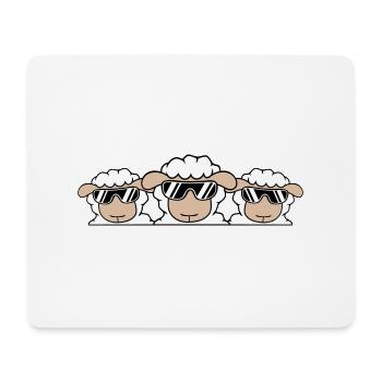 3 DJ Schafe Hinter Zaun Mauer Sonnenbrille Freunde - Mousepad (Querformat) - Weiß - Vorne
