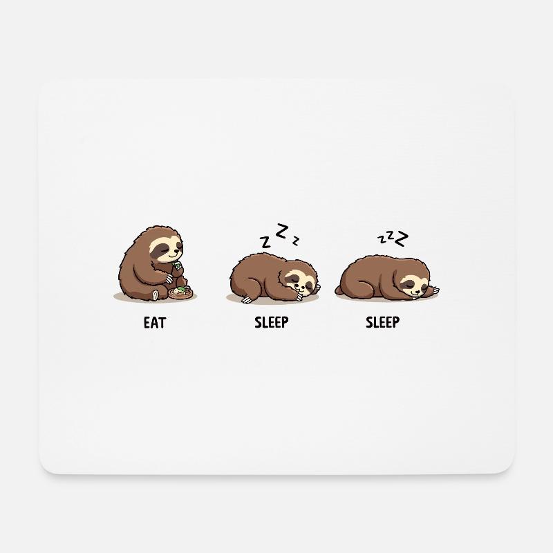 Faultier Fressen Schlaf Schlaf - Mousepad (Querformat) - Weiß