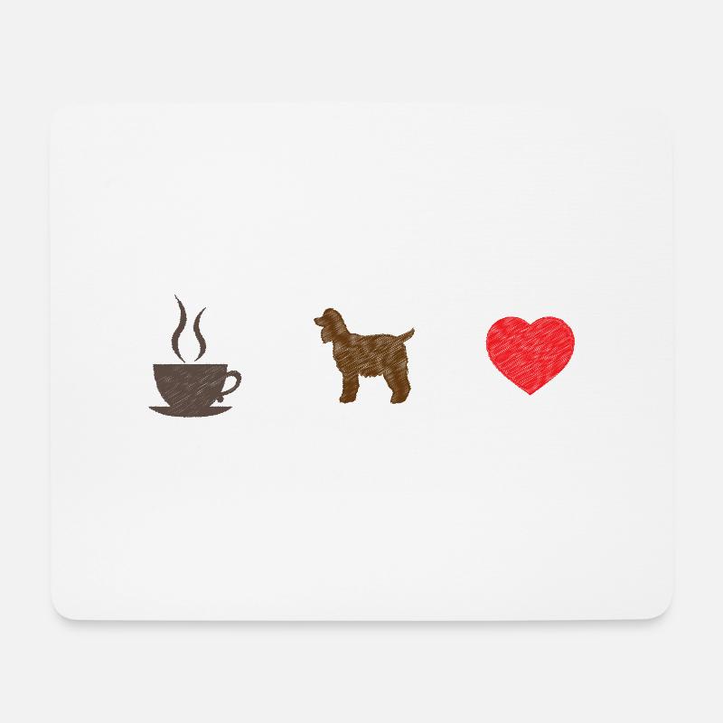 Chien / Cocker café + Cocker = - Tapis de souris (format paysage) - blanc