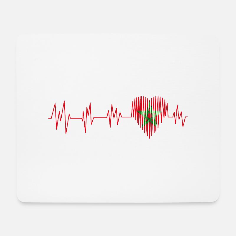 Morocco Marokko المغرب Herz Puls Herzschlag - Mousepad (Querformat) - Weiß