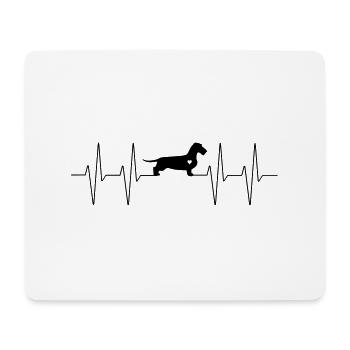 Dackel Herzschlag Puls - Mousepad (Querformat) - Weiß - Vorne