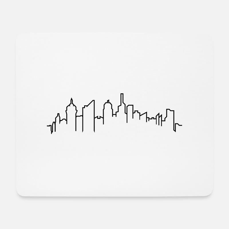 kontur linie stadt metropole silhouette umriss hau - Mousepad (Querformat) - Weiß