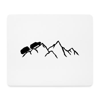 monts montagnes caravane silhouette de la voiture de lampad - Tapis de souris (format paysage) - blanc - Devant