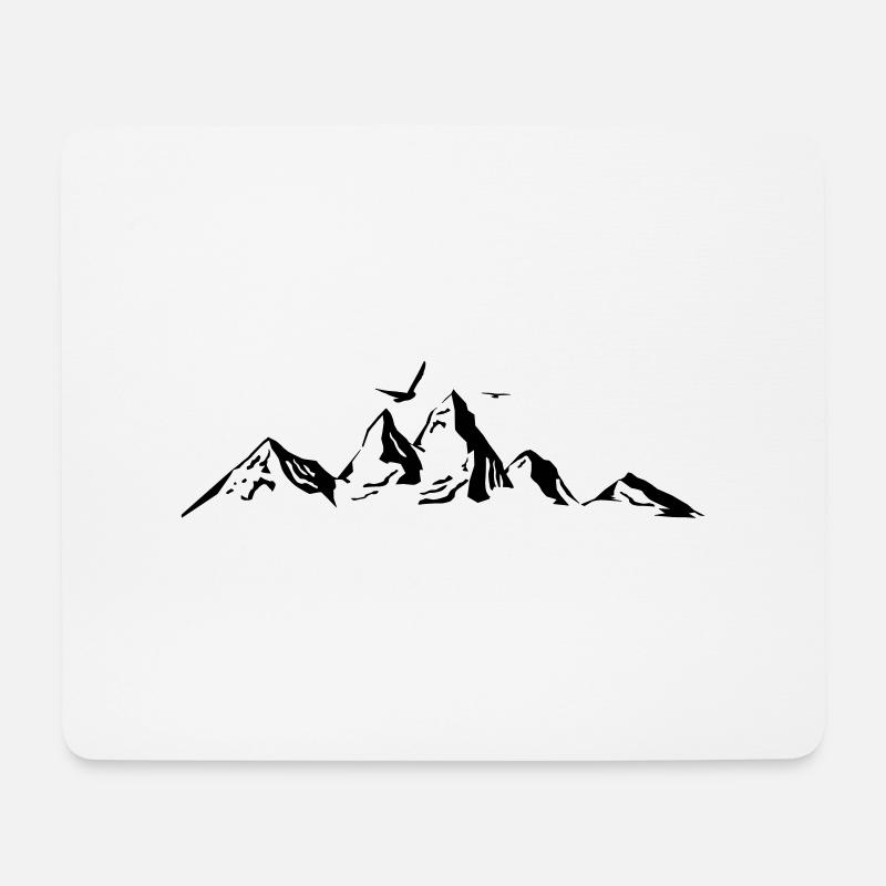 BERGE Gebirge Landschaft Silhouette Panorama - Mousepad (Querformat) - Weiß