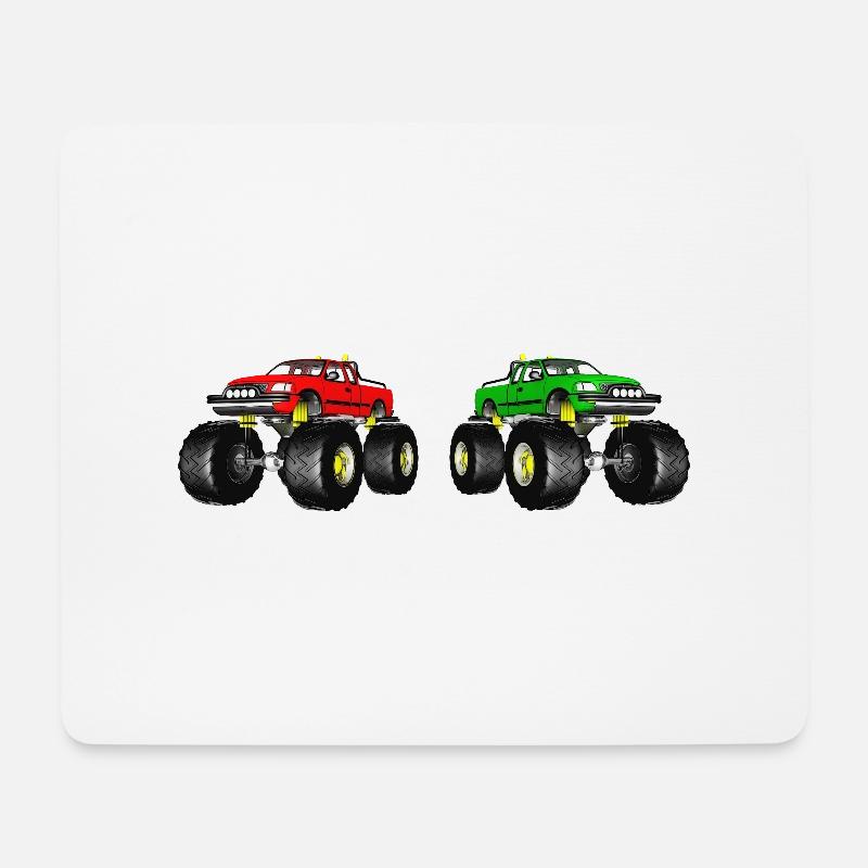 Monstertruck, Geländewagen, Pickup, Van - Mousepad (Querformat) - Weiß
