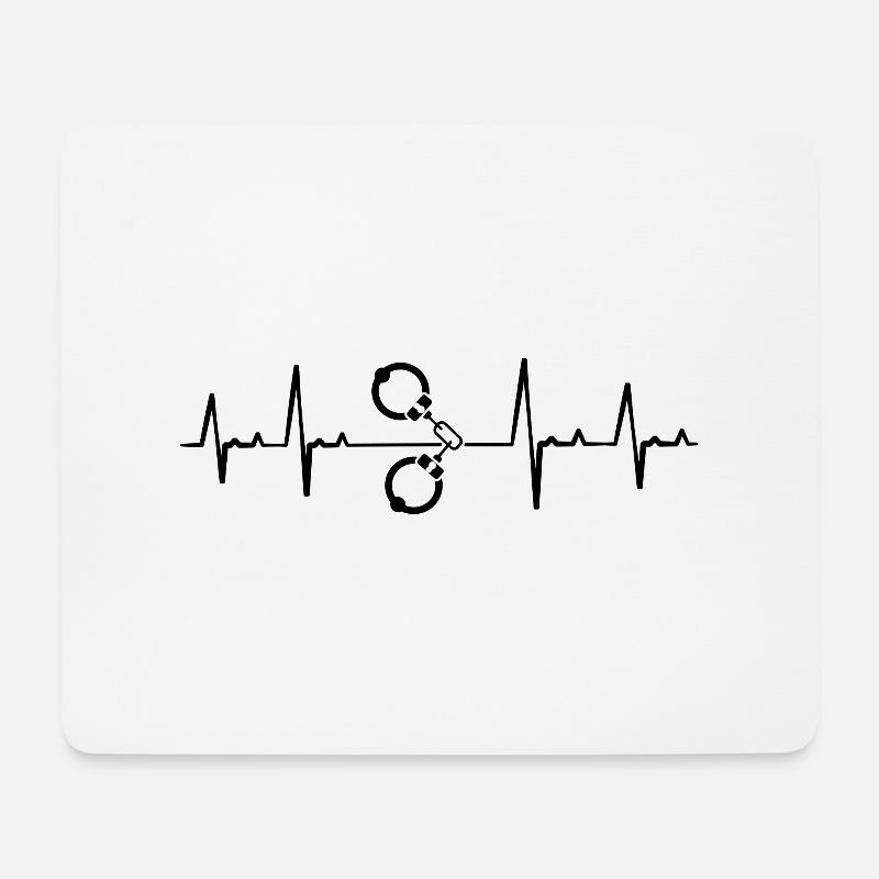 Polizisten Geschenk Beamte Herzschlag Kommisar Han - Mousepad (Querformat) - Weiß