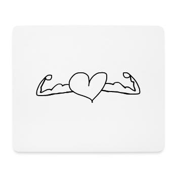 Herz Bizeps - Mousepad (Querformat) - Weiß - Vorne