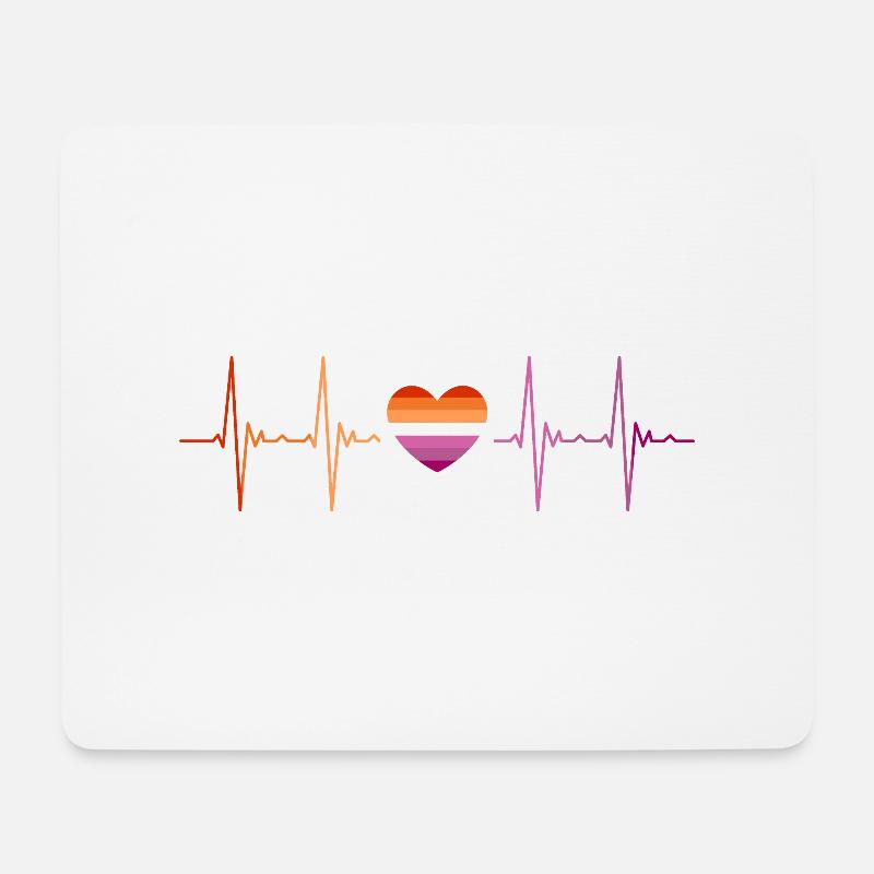 Lesbisch Lesbe Gay Pride Flag Herzschlag - Mousepad (Querformat) - Weiß