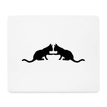 Silhouette 2 süße Katzen - Mousepad (Querformat) - Weiß - Vorne