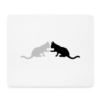 2 süße Katzen Silhouette - Mousepad (Querformat) - Weiß - Vorne
