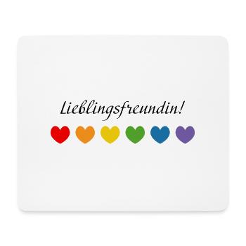Regenbogenherzchen Lieblingsfreundin - Mousepad (Querformat) - Weiß - Vorne