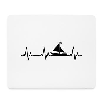 ECG Heartbeat Graphic Sailboat Captain Sailing Sea - Mousepad (Querformat) - Weiß - Vorne