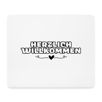 Herzlich Willkommen Herz Liebe - Mousepad (Querformat) - Weiß - Vorne