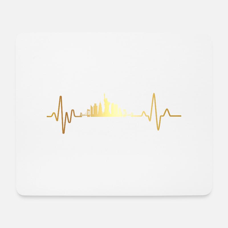 Herzschlag New York - Mousepad (Querformat) - Weiß