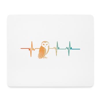 Herzschlag-Eule - Mousepad (Querformat) - Weiß - Vorne