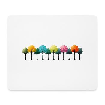 Bunter Wald Bäume Baum bunt - Mousepad (Querformat) - Weiß - Vorne