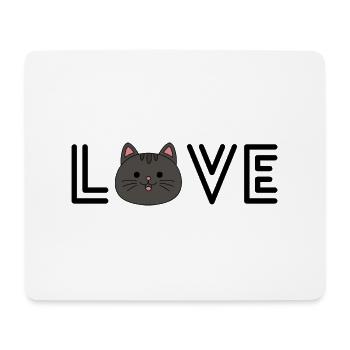 Love motif with cat face in black - Mouse Pad (horizontal) - white - Front
