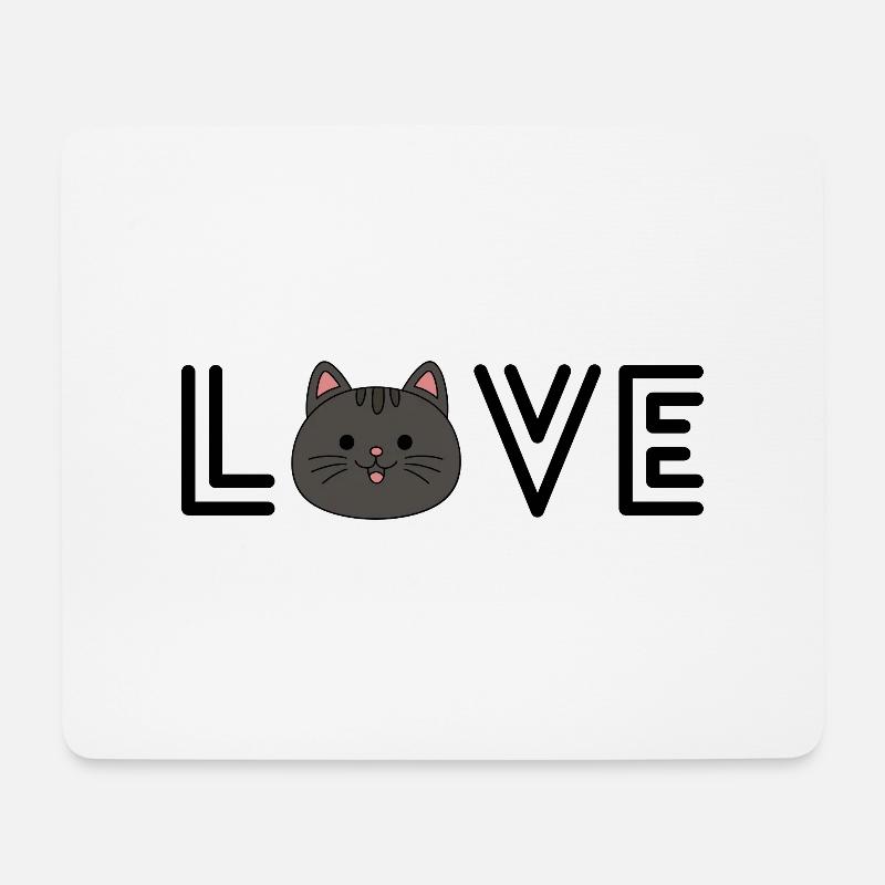 Love Motiv mit Katzengesicht in schwarz - Mousepad (Querformat) - Weiß