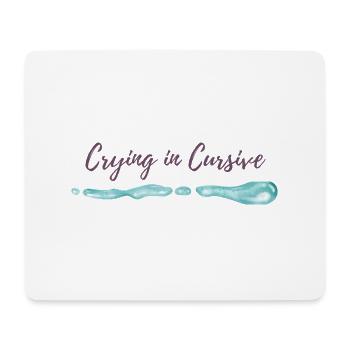 Pleurer en chemise cursive – Douce fille triste esthétique - Tapis de souris (format paysage) - blanc - Devant