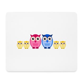 Eule Familie vier Kinder - Mousepad (Querformat) - Weiß - Vorne