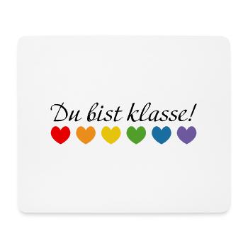 Regenbogenherzchen du bist klasse - Mousepad (Querformat) - Weiß - Vorne