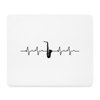 Saxophone Heartbeat T-Shirt, Saxophone Player Gift - Mouse Pad (horizontal) - white - Front