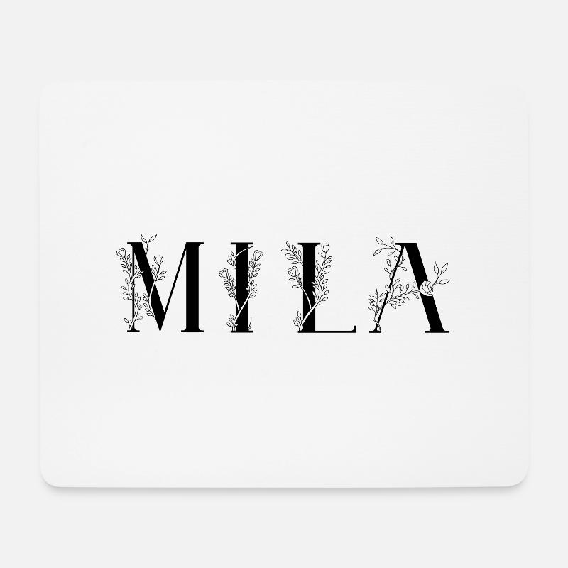 Name - Mila - Mousepad (Querformat) - Weiß