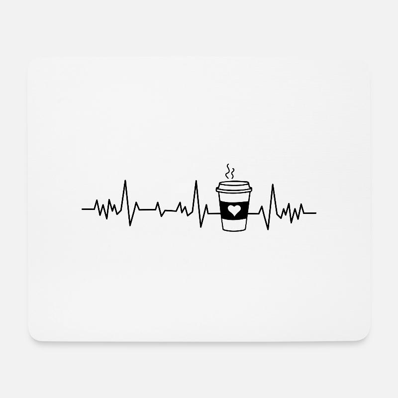Kaffee Herzschlag - Mousepad (Querformat) - Weiß