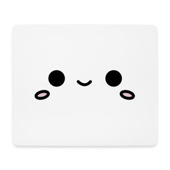 Kawaii Face: Cute Eyes & Smile Design - Mouse Pad (horizontal) - white - Front