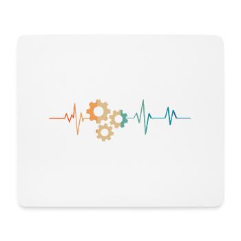 Herzschlag Retro Zahnräder - Mousepad (Querformat) - Weiß - Vorne