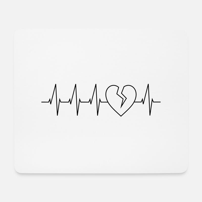 Heartbeat broken heart - Mouse Pad (horizontal) - white