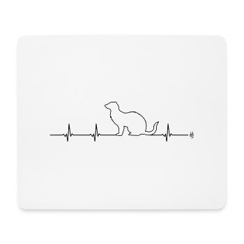 Frettchen Herzlinie EKG - Mousepad (Querformat) - Weiß - Vorne