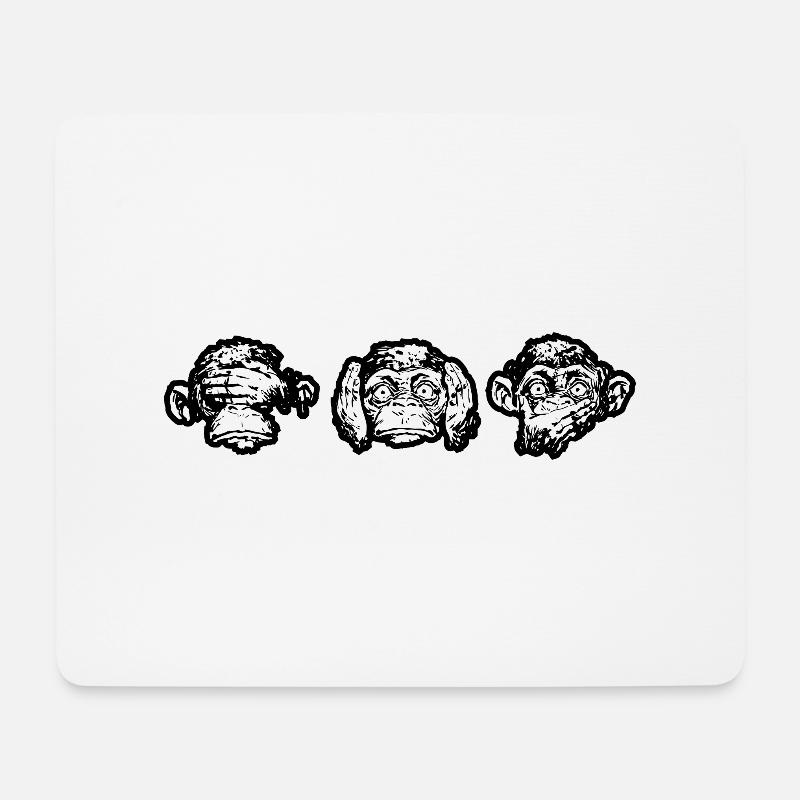 Die drei Affen - Mousepad (Querformat) - Weiß