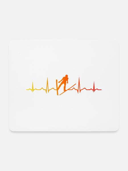 Herzschlag Skifliegen Skispringen Skispringer Männ - Mousepad (Querformat) - Weiß