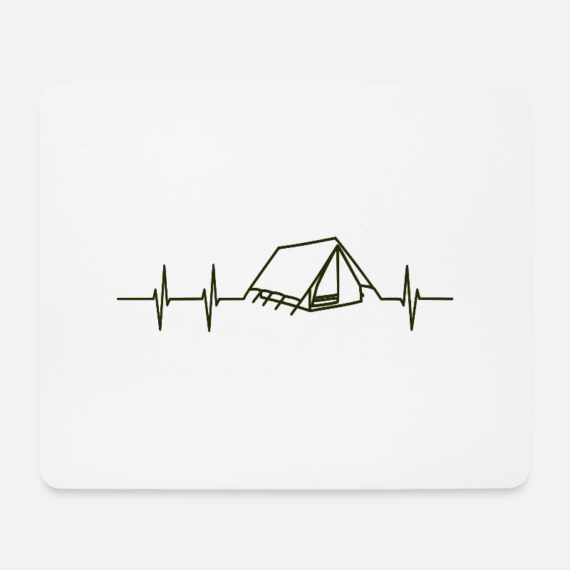 Herzfrequenz Camping - Mousepad (Querformat) - Weiß
