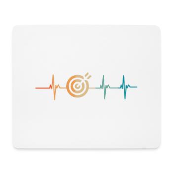 Herzschlag-Dartscheibe - Mousepad (Querformat) - Weiß - Vorne