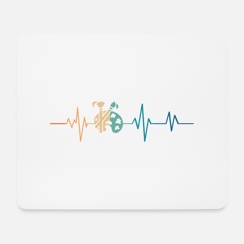 Retro Heartbeat Malerpalette - Mousepad (Querformat) - Weiß
