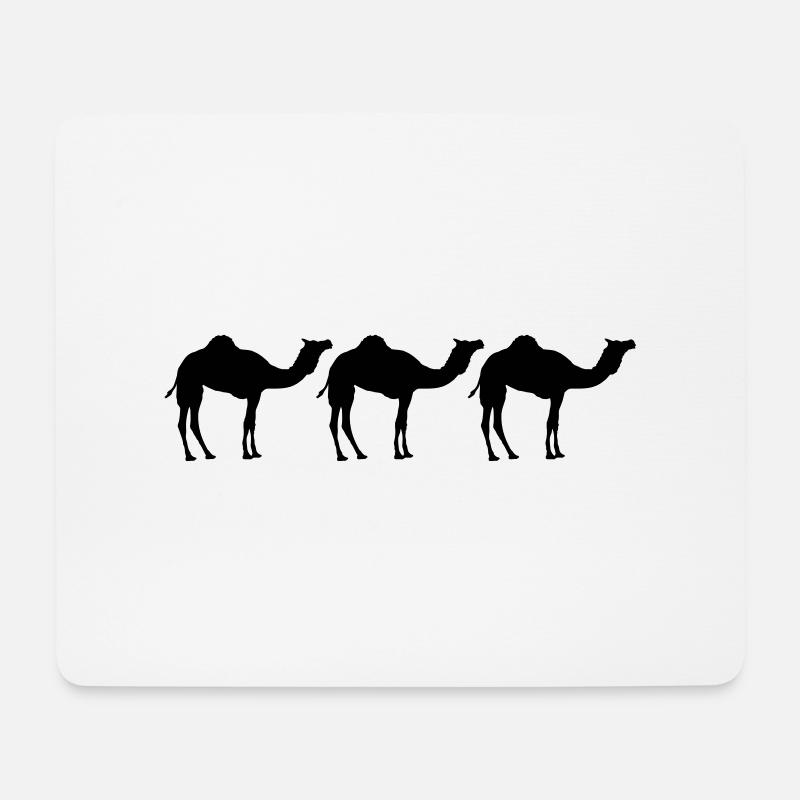 Kamele Karawane Wüste Drei Schwarz Cool Silhouette - Mousepad (Querformat) - Weiß